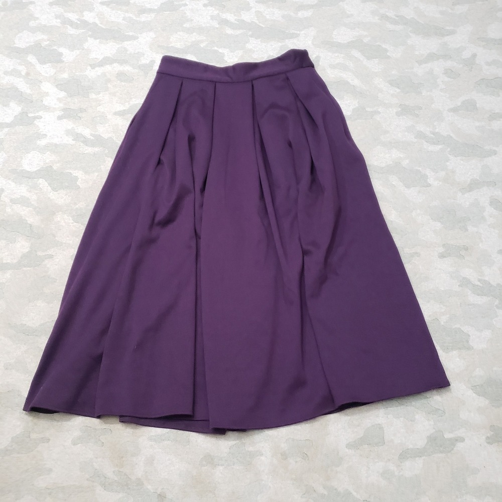 ASOS Skirt Womens 4 Purple Pleated Midi High Waisted Pockets